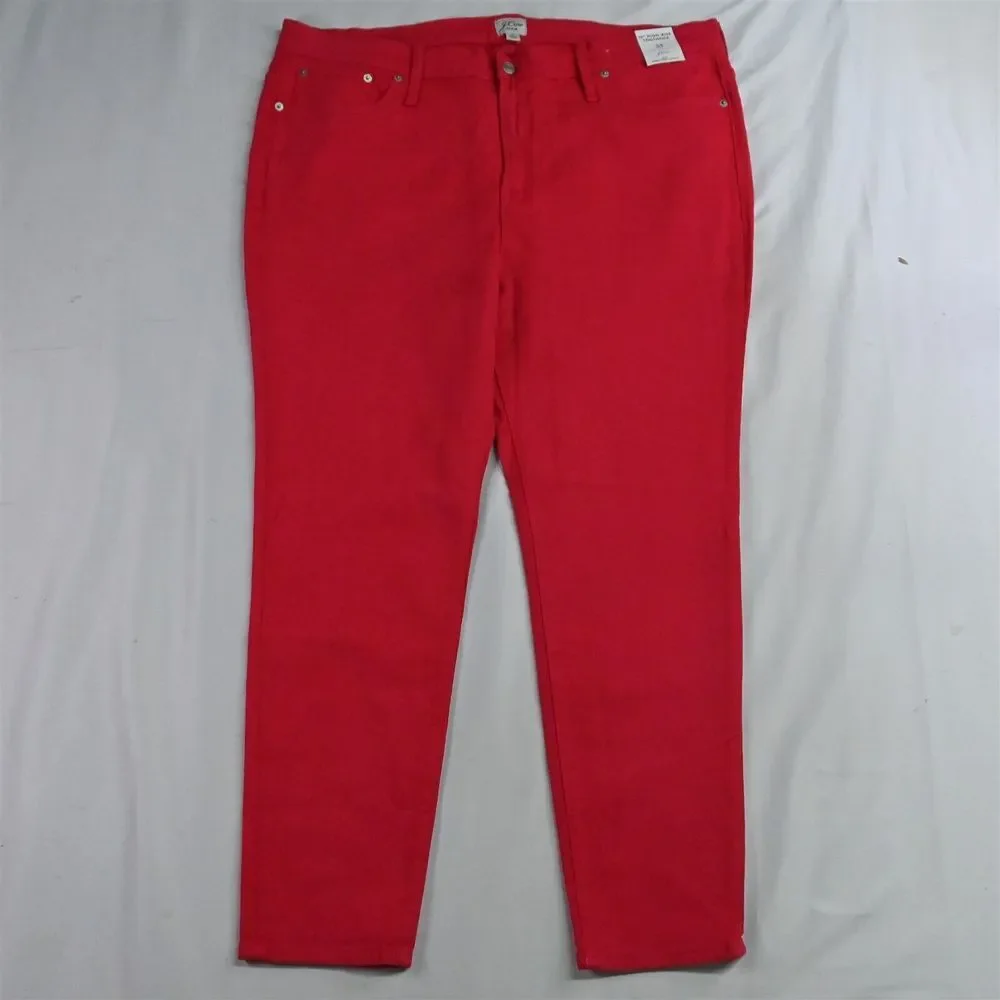 NEW J.CREW 35 AE586 10" High Rise Toothpick Skinny Red Stretch‎ Womens Jeans